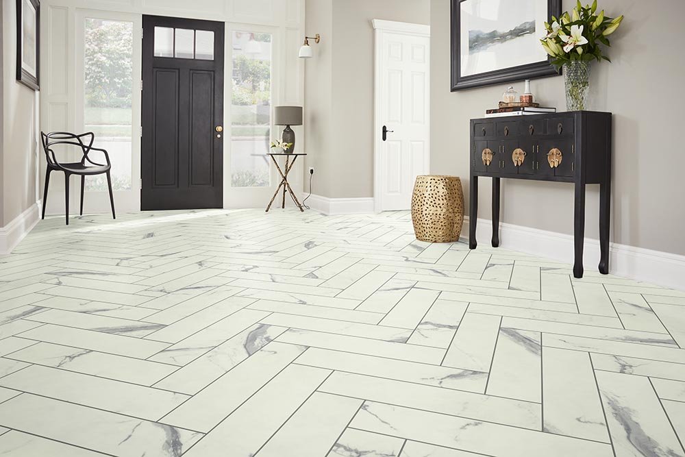 Entry Foyer Luxury Vinyl Tile Herringbone LVT -  Floor Fashions CarpetsPlus COLORTILE in Plainfield, IN